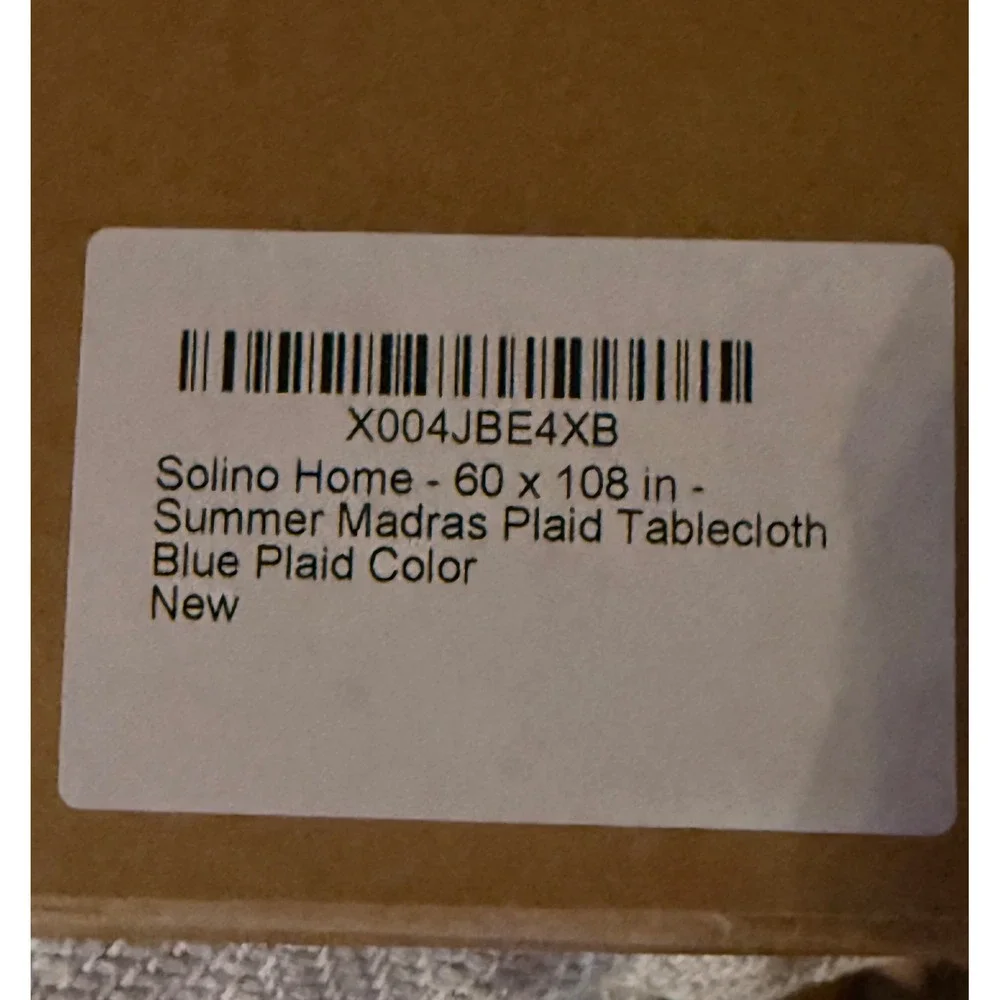 Solino Home Summer Madras Plaid 100% Pure Linen Tablecloth Blue 60 x 108 Rect